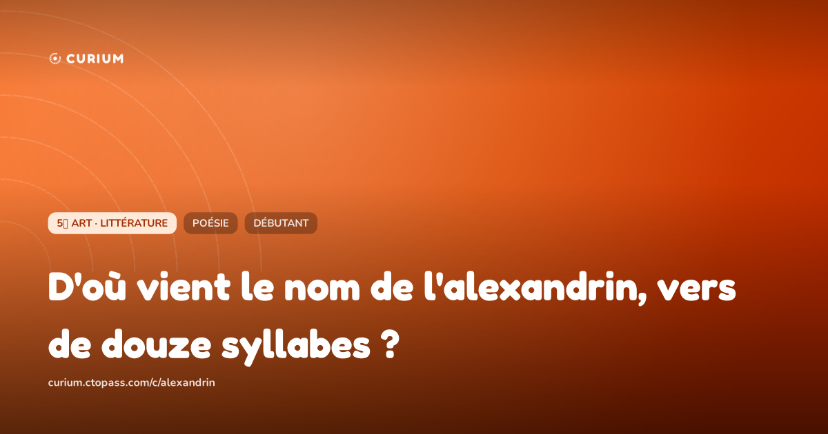 D'où vient le nom de l'alexandrin, vers de douze syllabes ?