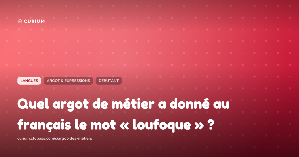 Quel argot de métier a donné au français le mot « loufoque » ?