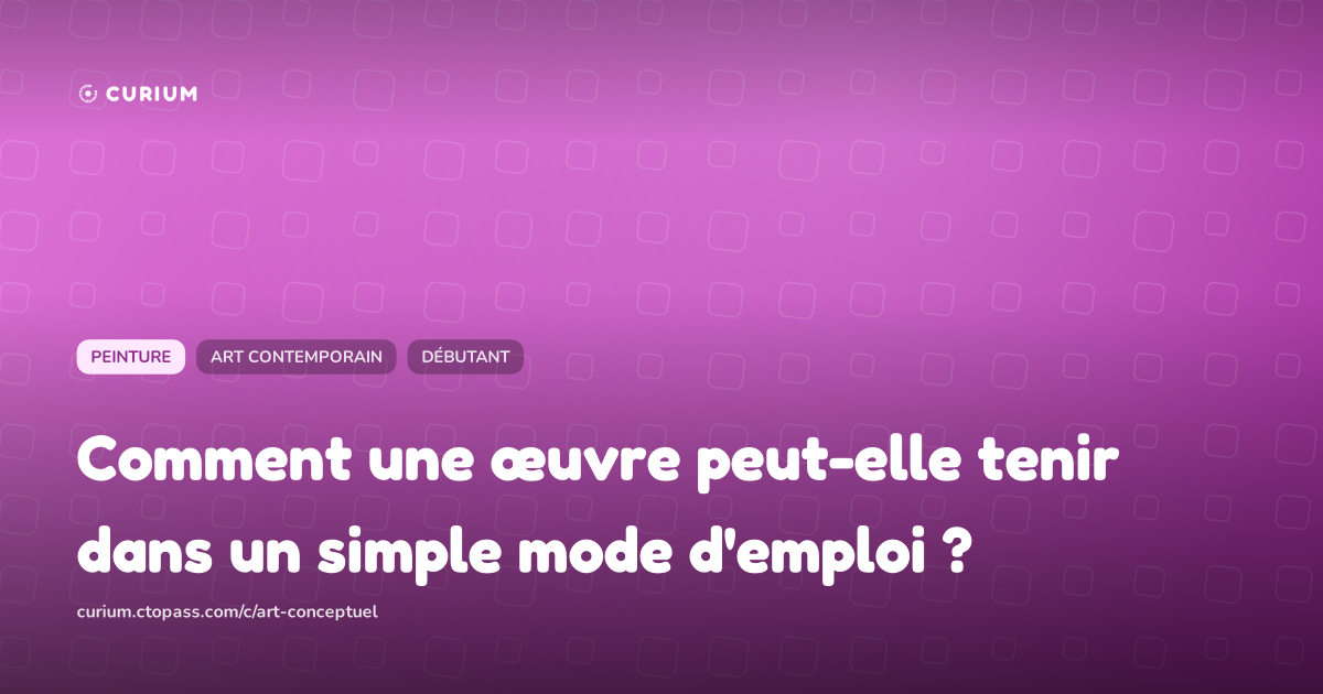 Comment une œuvre peut-elle tenir dans un simple mode d'emploi ?