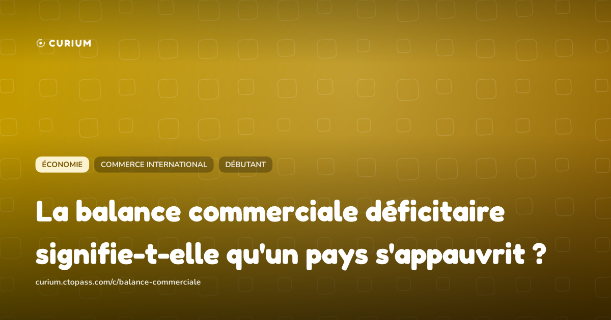 La balance commerciale déficitaire signifie-t-elle qu'un pays s'appauvrit ?