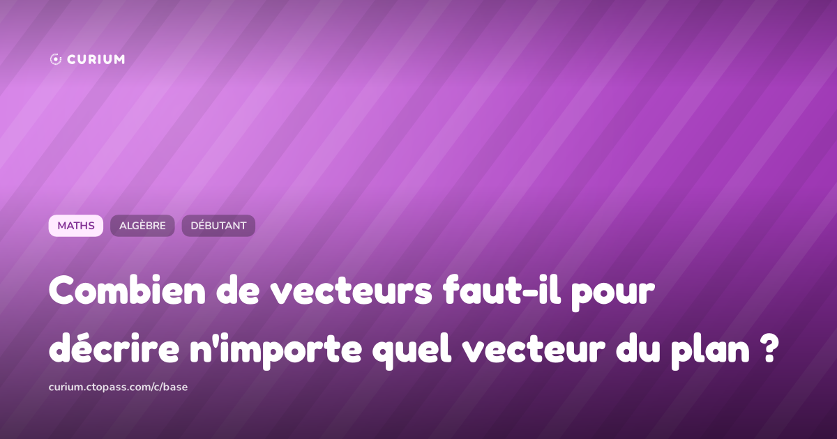 Combien de vecteurs faut-il pour décrire n'importe quel vecteur du plan ?