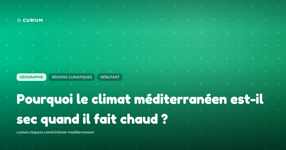 Pourquoi le climat méditerranéen est-il sec quand il fait chaud ?