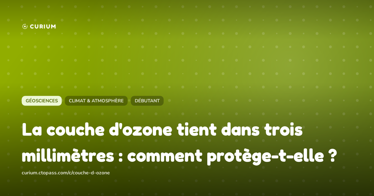 La couche d'ozone tient dans trois millimètres : comment protège-t-elle ?