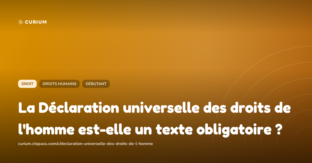 La Déclaration universelle des droits de l'homme est-elle un texte obligatoire ?
