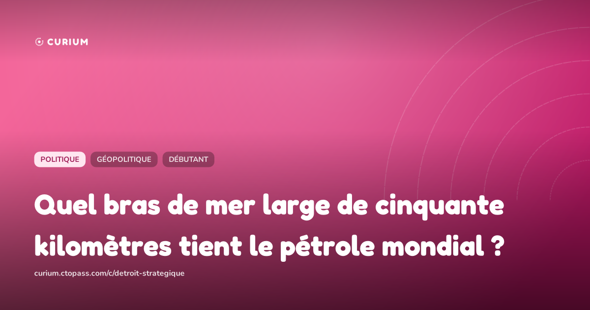 Quel bras de mer large de cinquante kilomètres tient le pétrole mondial ?