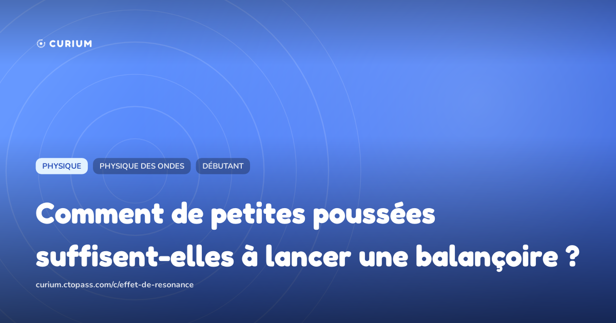 Comment de petites poussées suffisent-elles à lancer une balançoire ?