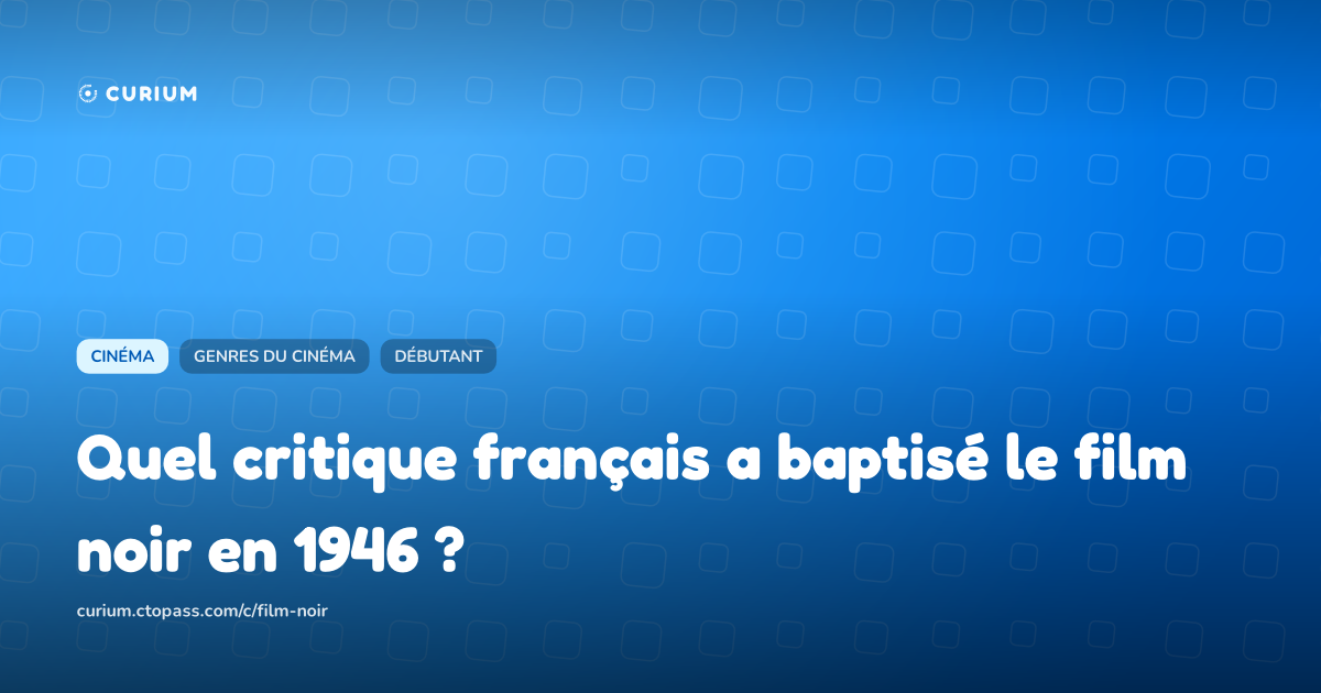 Quel critique français a baptisé le film noir en 1946 ?