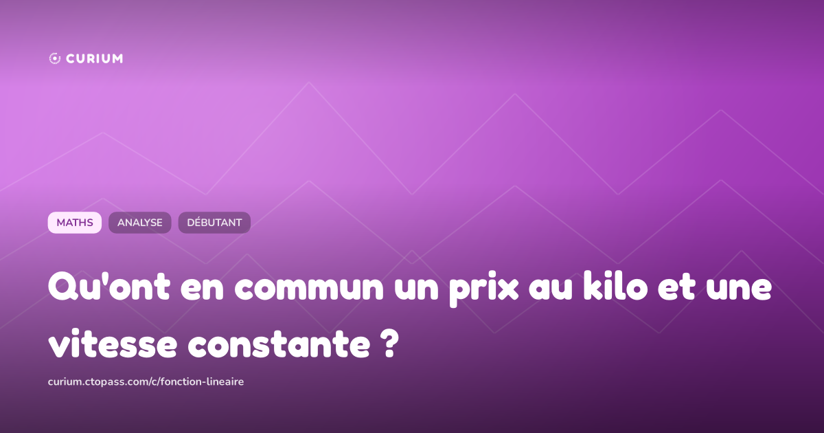Qu'ont en commun un prix au kilo et une vitesse constante ?
