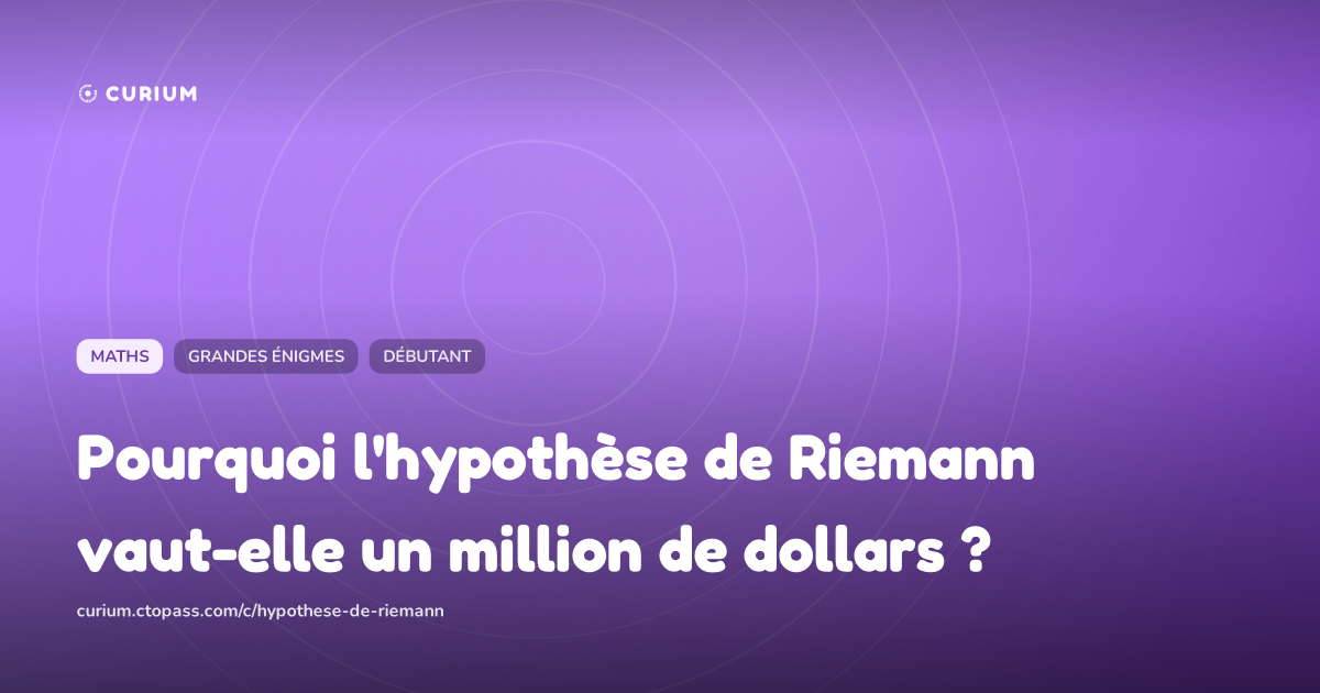 Pourquoi l'hypothèse de Riemann vaut-elle un million de dollars ?