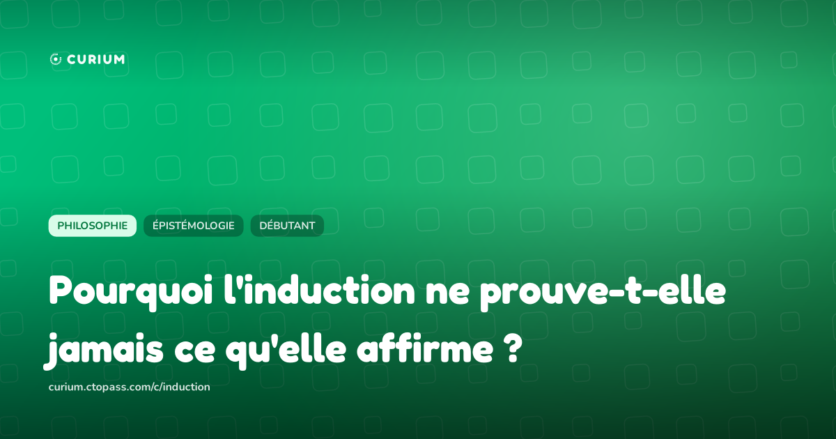 Pourquoi l'induction ne prouve-t-elle jamais ce qu'elle affirme ?