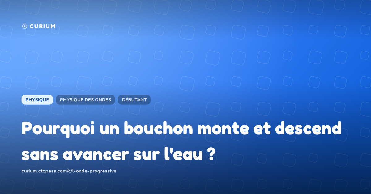 Pourquoi un bouchon monte et descend sans avancer sur l'eau ?