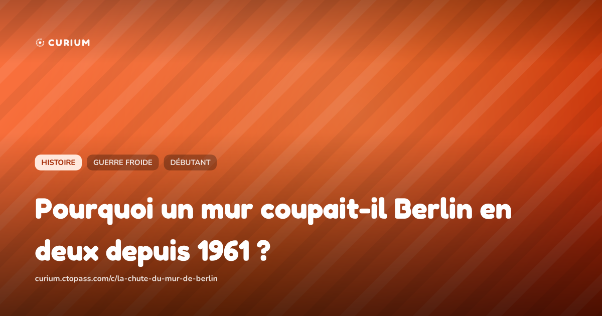 Pourquoi un mur coupait-il Berlin en deux depuis 1961 ?