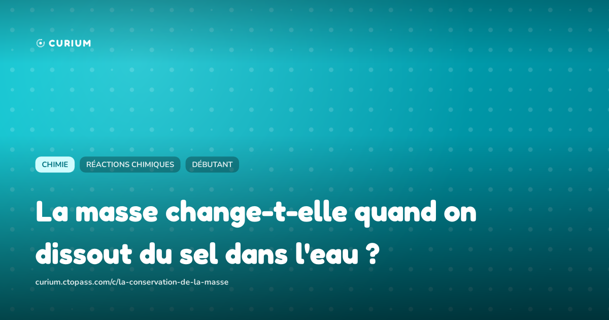 La masse change-t-elle quand on dissout du sel dans l'eau ?