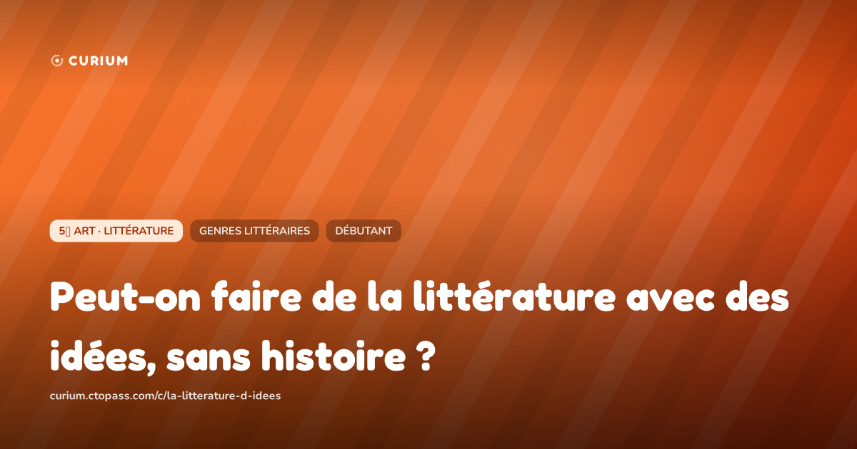 Peut-on faire de la littérature avec des idées, sans histoire ?