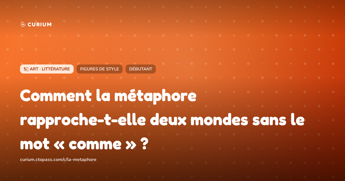 Comment la métaphore rapproche-t-elle deux mondes sans le mot « comme » ?