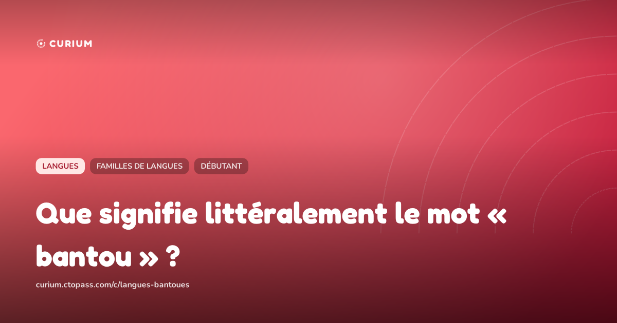Que signifie littéralement le mot « bantou » ?
