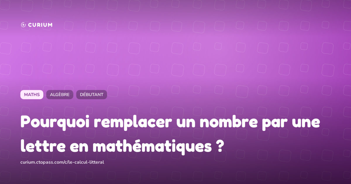 Pourquoi remplacer un nombre par une lettre en mathématiques ?