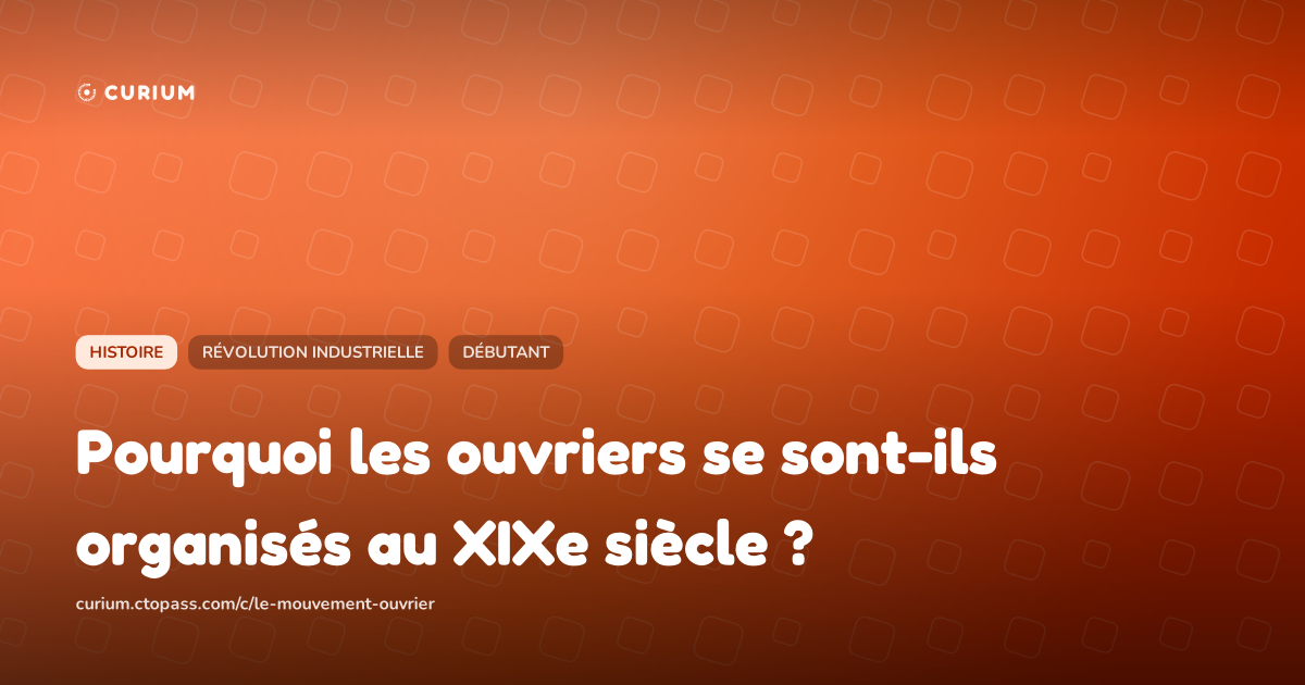 Pourquoi les ouvriers se sont-ils organisés au XIXe siècle ?