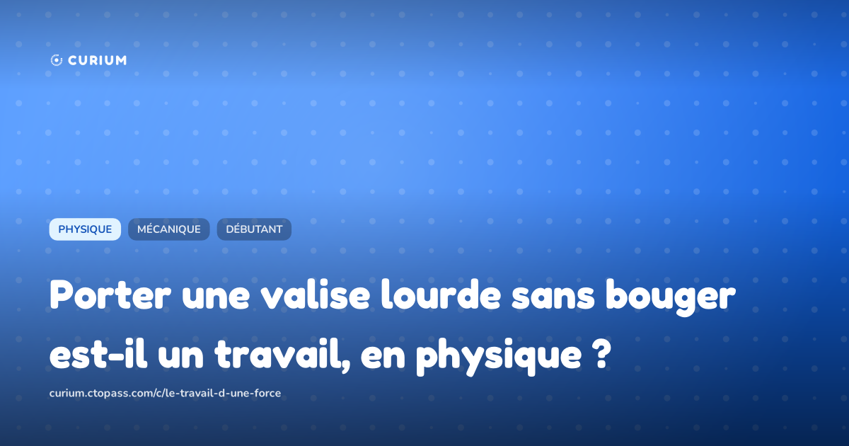 Porter une valise lourde sans bouger est-il un travail, en physique ?