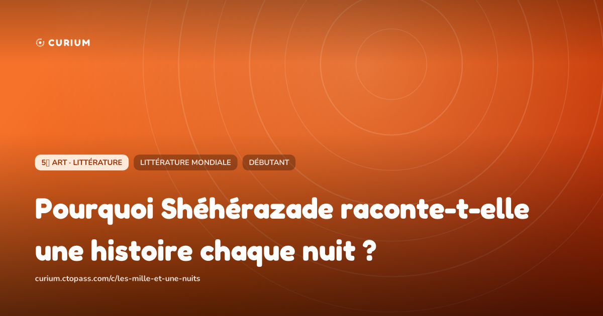 Pourquoi Shéhérazade raconte-t-elle une histoire chaque nuit ?