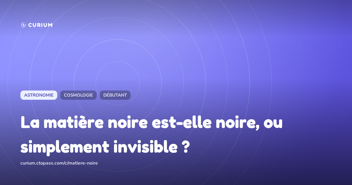 La matière noire est-elle noire, ou simplement invisible ?