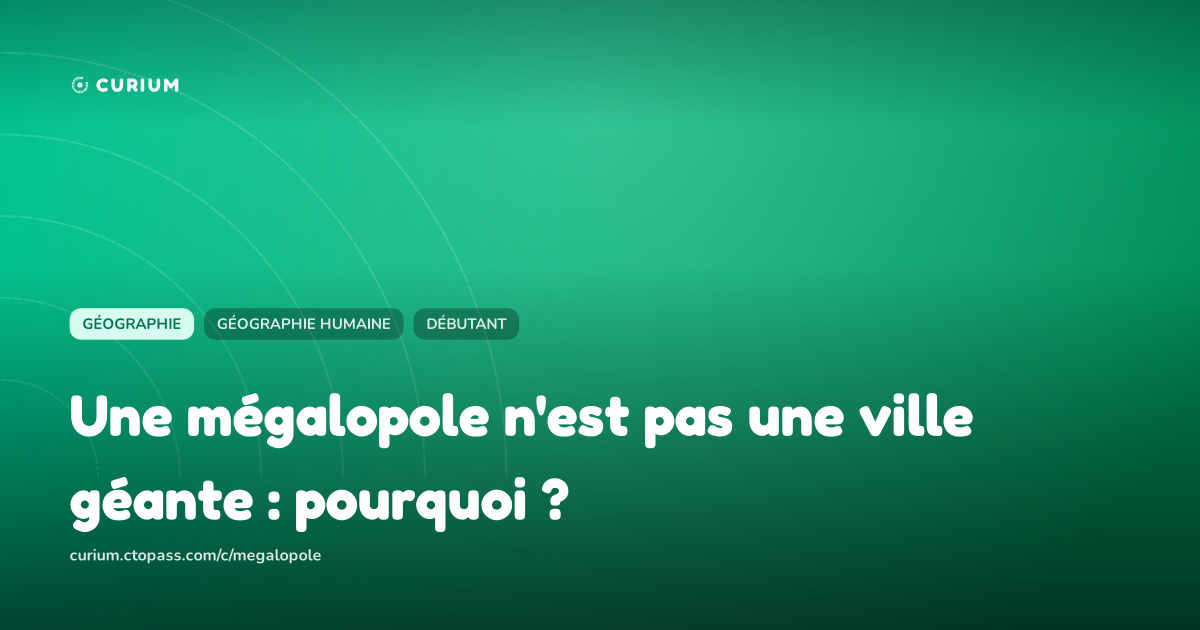 Une mégalopole n'est pas une ville géante : pourquoi ?