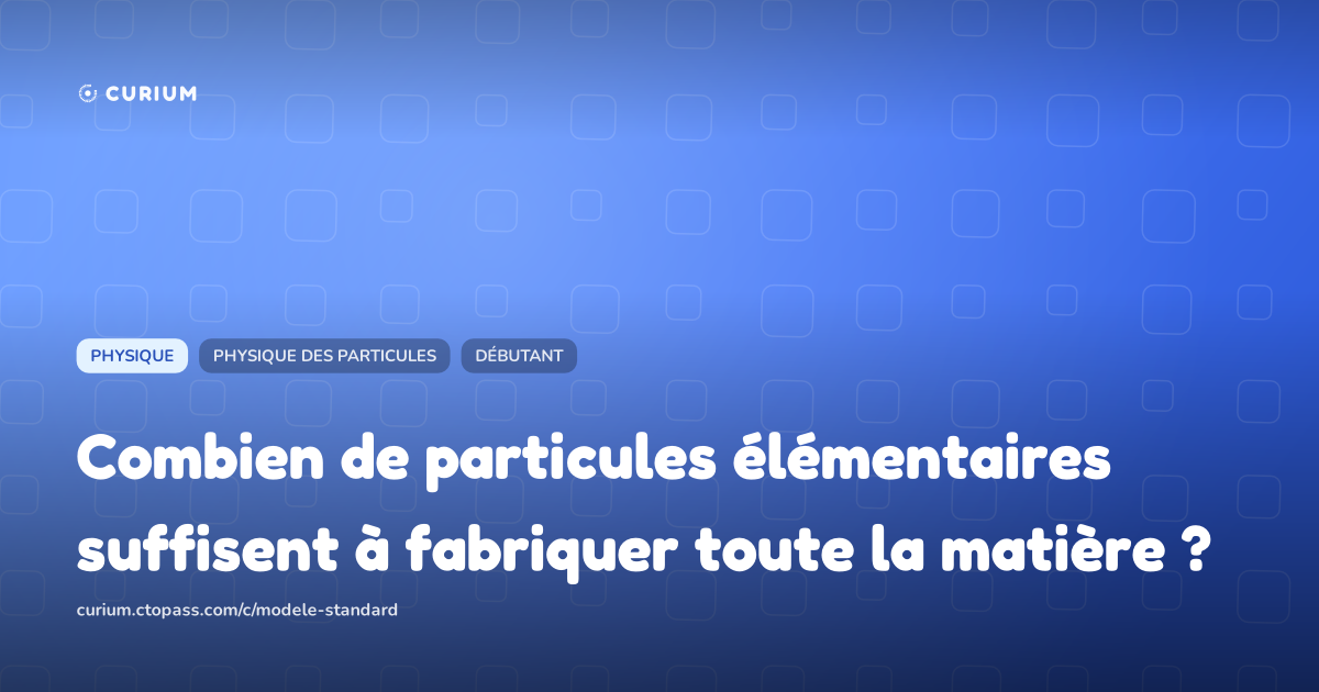 Combien de particules élémentaires suffisent à fabriquer toute la matière ?