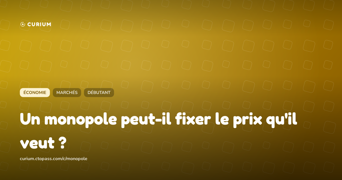 Un monopole peut-il fixer le prix qu'il veut ?