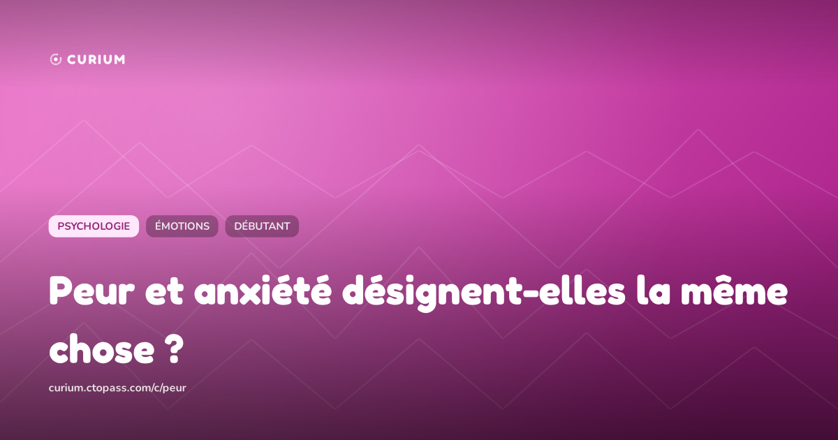 Peur et anxiété désignent-elles la même chose ?