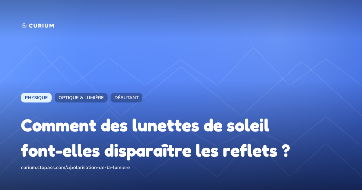 Comment des lunettes de soleil font-elles disparaître les reflets ?