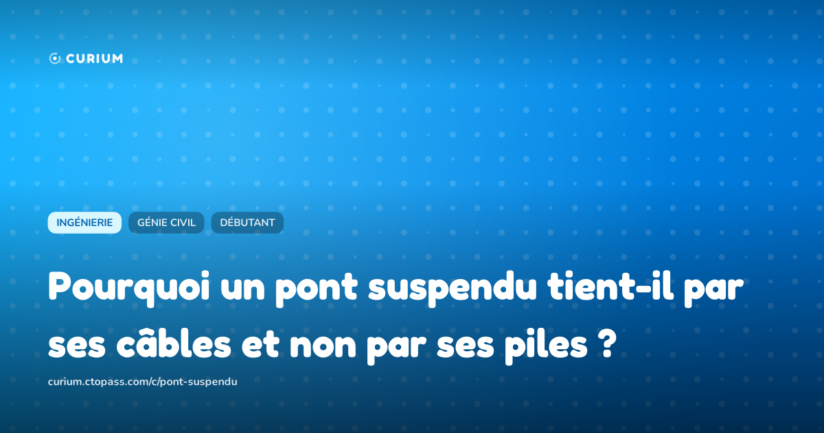 Pourquoi un pont suspendu tient-il par ses câbles et non par ses piles ?