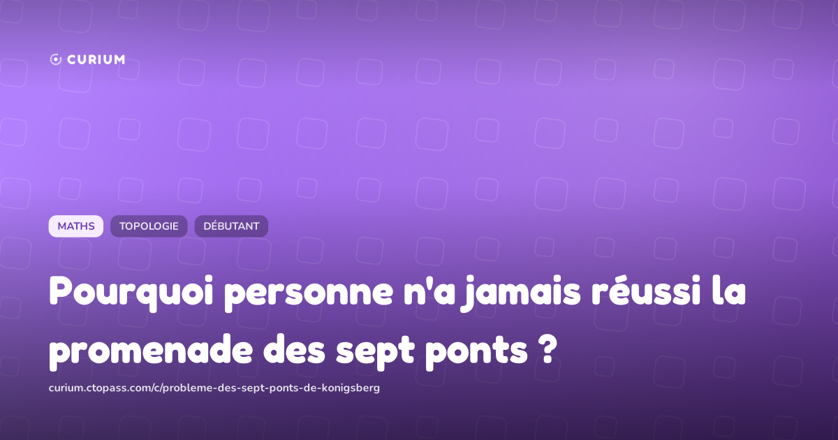 Pourquoi personne n'a jamais réussi la promenade des sept ponts ?