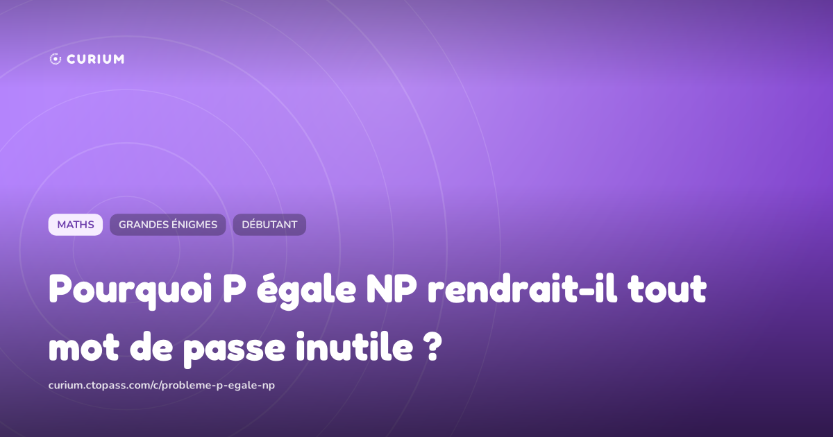 Pourquoi P égale NP rendrait-il tout mot de passe inutile ?