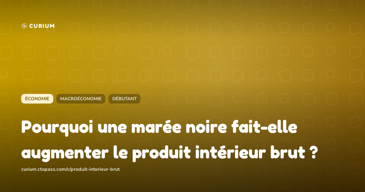 Pourquoi une marée noire fait-elle augmenter le produit intérieur brut ?