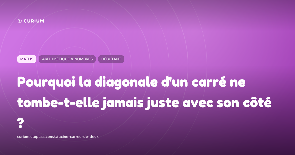 Pourquoi la diagonale d'un carré ne tombe-t-elle jamais juste avec son côté ?