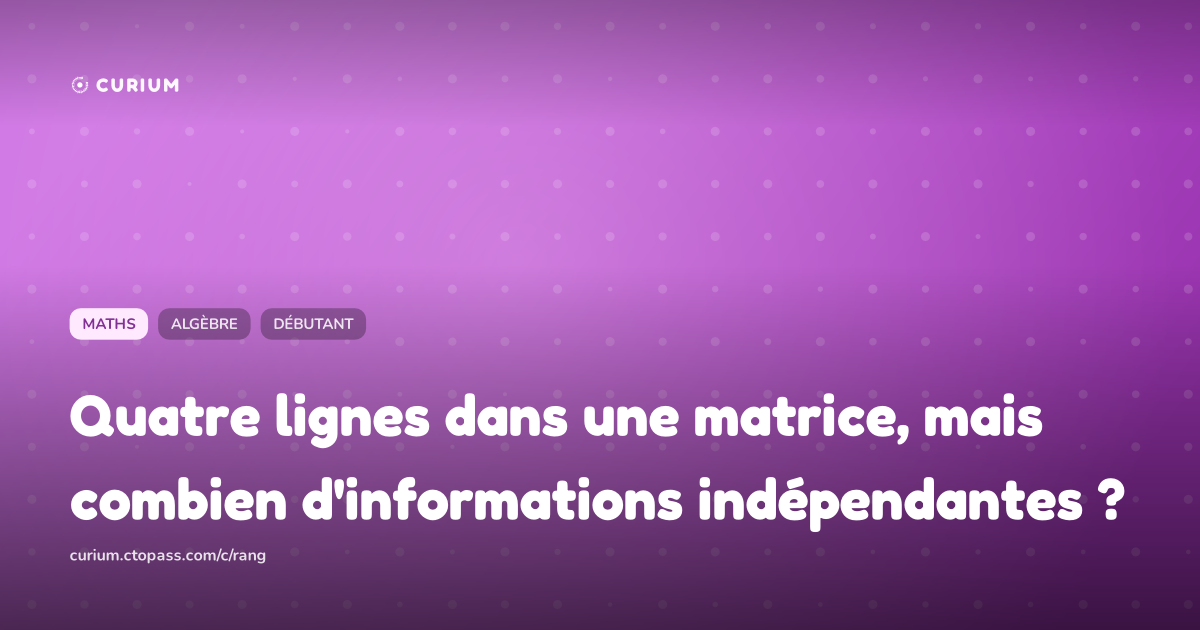 Quatre lignes dans une matrice, mais combien d'informations indépendantes ?