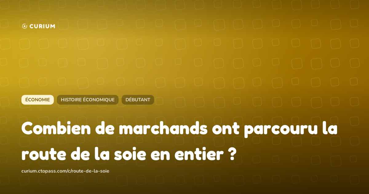 Combien de marchands ont parcouru la route de la soie en entier ?