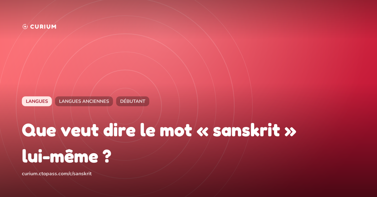 Que veut dire le mot « sanskrit » lui-même ?