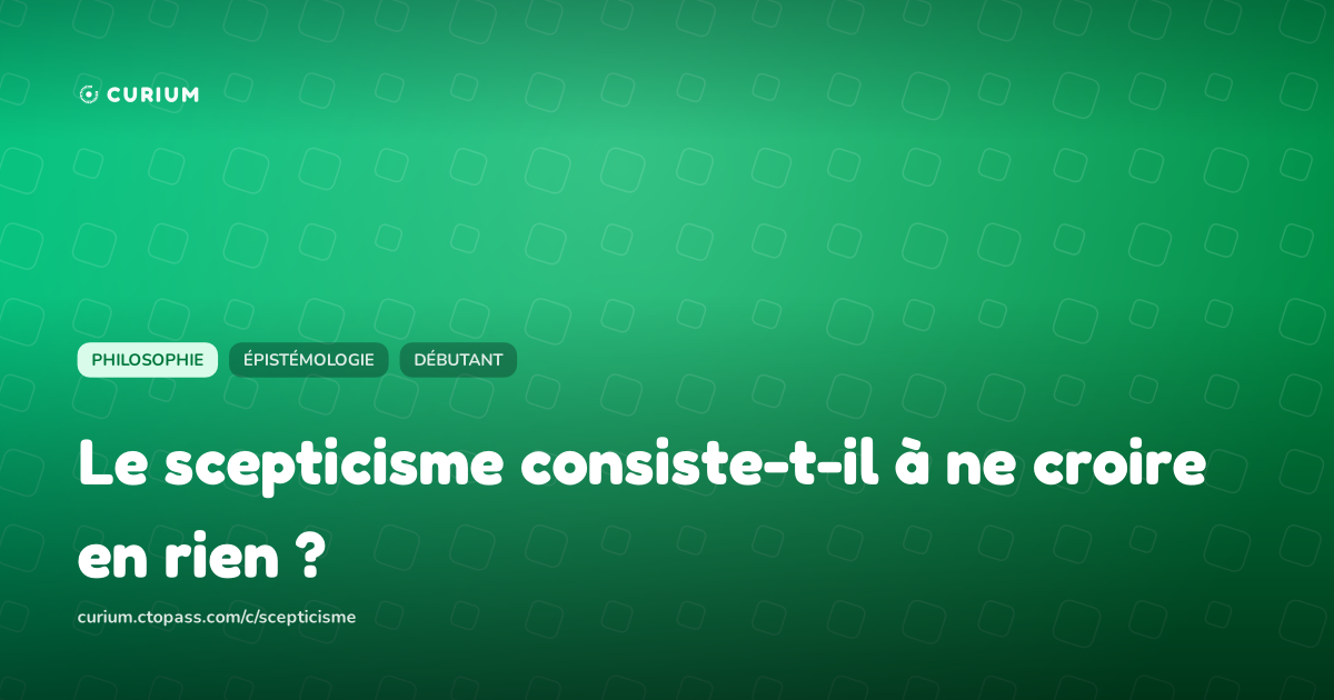 Le scepticisme consiste-t-il à ne croire en rien ?