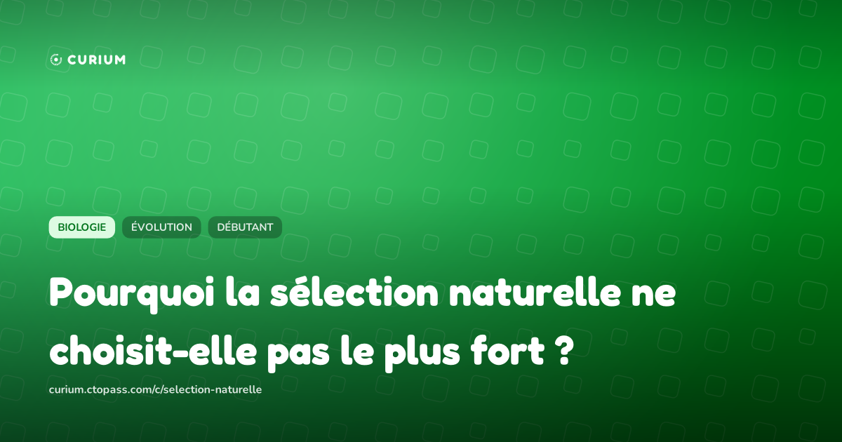 Pourquoi la sélection naturelle ne choisit-elle pas le plus fort ?