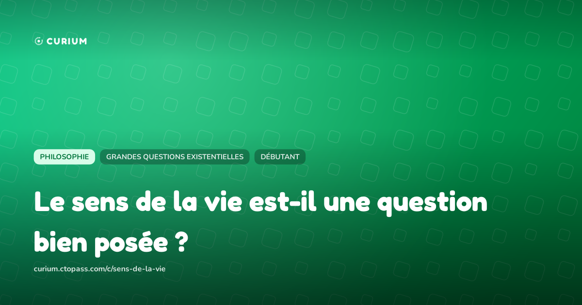 Le sens de la vie est-il une question bien posée ?