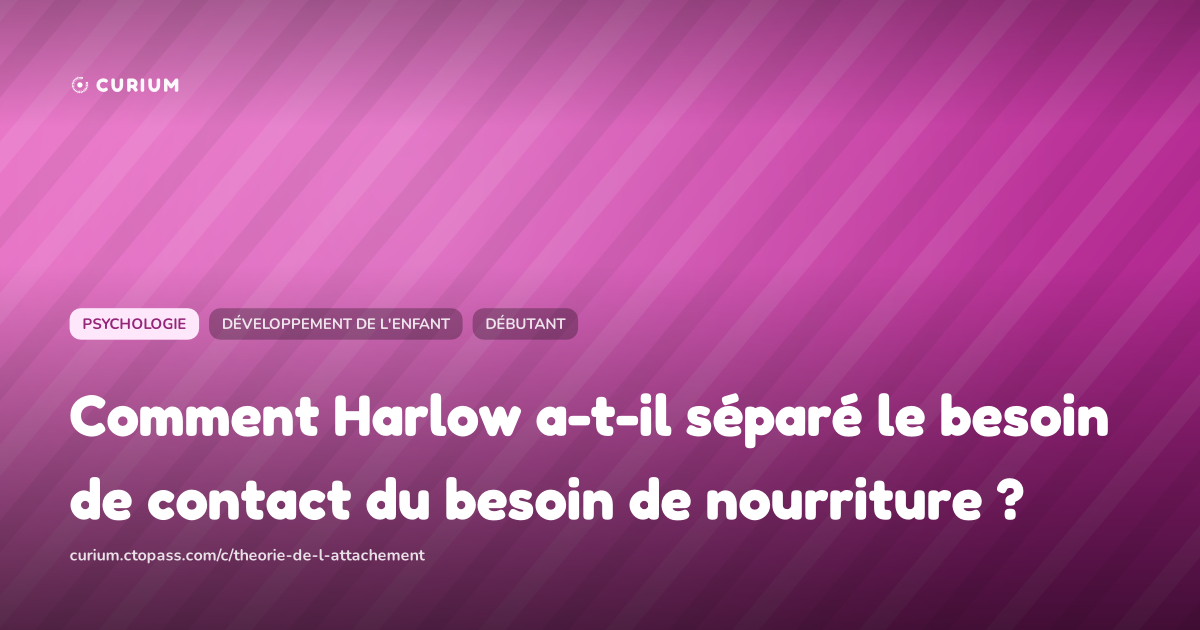 Comment Harlow a-t-il séparé le besoin de contact du besoin de nourriture ?