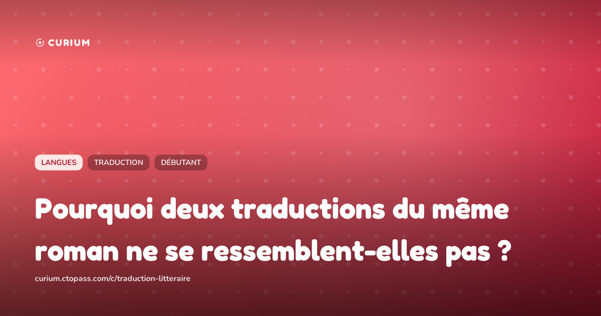 Pourquoi deux traductions du même roman ne se ressemblent-elles pas ?
